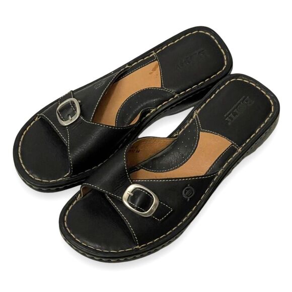 BORN Black Slide Buckle Sandals, Size 9/40.5 - Picture 3 of 5